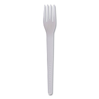 Eco-Products Plantware Compostable Cutlery, Fork, 6", White, 1,000/Carton (ECOEPS012W)