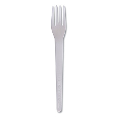 Eco-Products Plantware Compostable Cutlery, Fork, 6", White, 1,000/Carton (ECOEPS012W)