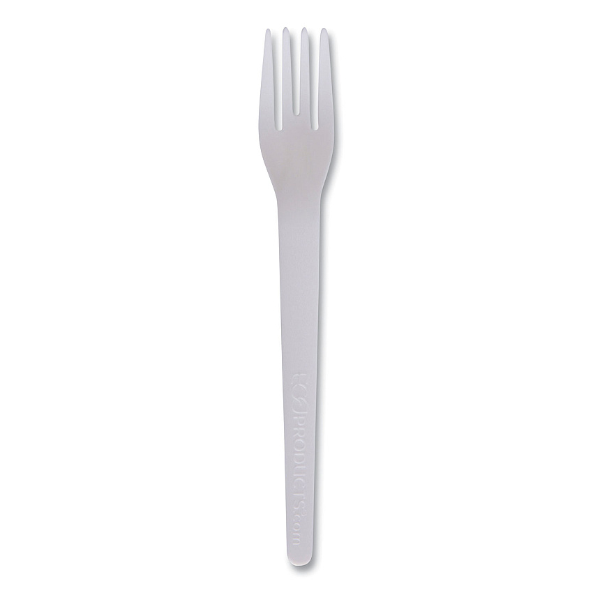 Eco-Products Plantware Compostable Cutlery, Fork, 6", White, 1,000/Carton (ECOEPS012W)