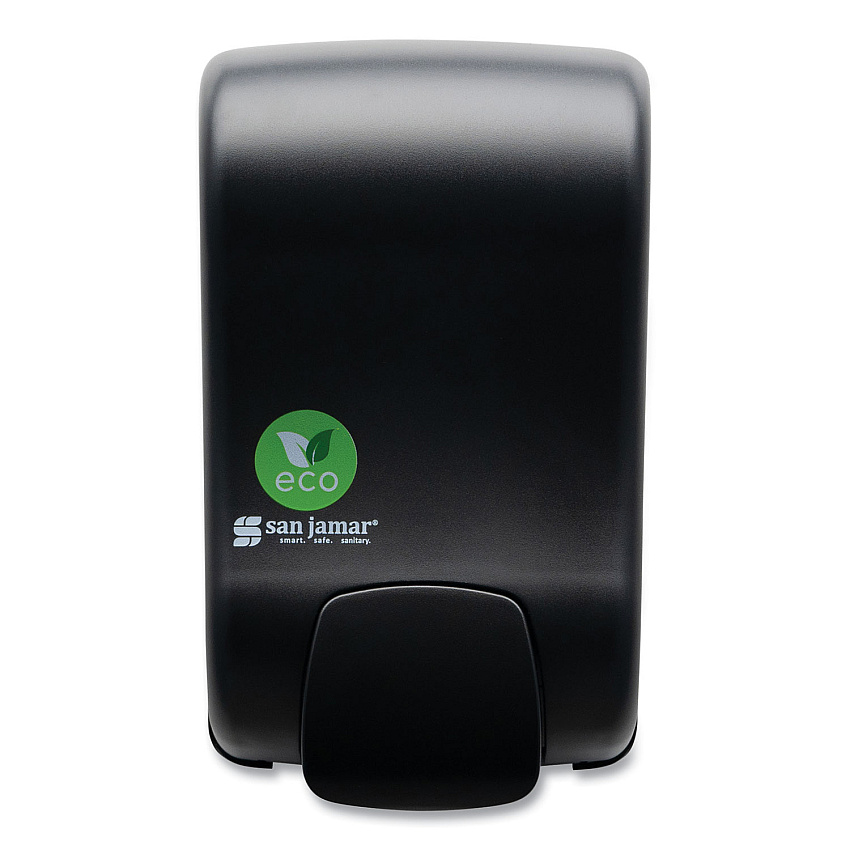 San Jamar ecoLogic Rely Manual Foam Soap and Sanitizer Dispenser, 900 mL, 5,5 x 4,5 x 9.25, Black (SJMSF900REBK)