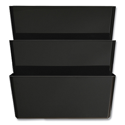 deflecto EZ Link Stackable DocuPocket, 3 Sections, Legal Size, 16.25 x 4 x 19, Black (DEF74104)