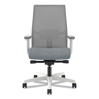 HON Ignition 2.0 4-Way Stretch Mid-Back Mesh Task Chair, 17" to 21" Seat Height, Basalt Seat, Fog Back, Designer White Base (HONI2MM2AFA25WX)