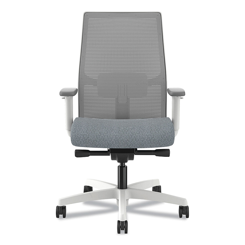 HON Ignition 2.0 4-Way Stretch Mid-Back Mesh Task Chair, 17" to 21" Seat Height, Basalt Seat, Fog Back, Designer White Base (HONI2MM2AFA25WX)