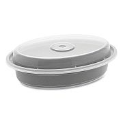 Pactiv Evergreen Newspring VERSAtainer Microwavable Containers, Oval, 12 oz, 6.8 x 4.8 x 1.45, Black/Clear, Plastic, 150/Carton (PCTOC12B)