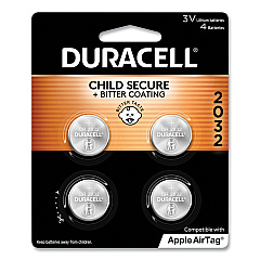 Duracell Lithium Coin Batteries With Bitterant, 2032, 4/Pack (DURDL2032B4PK)
