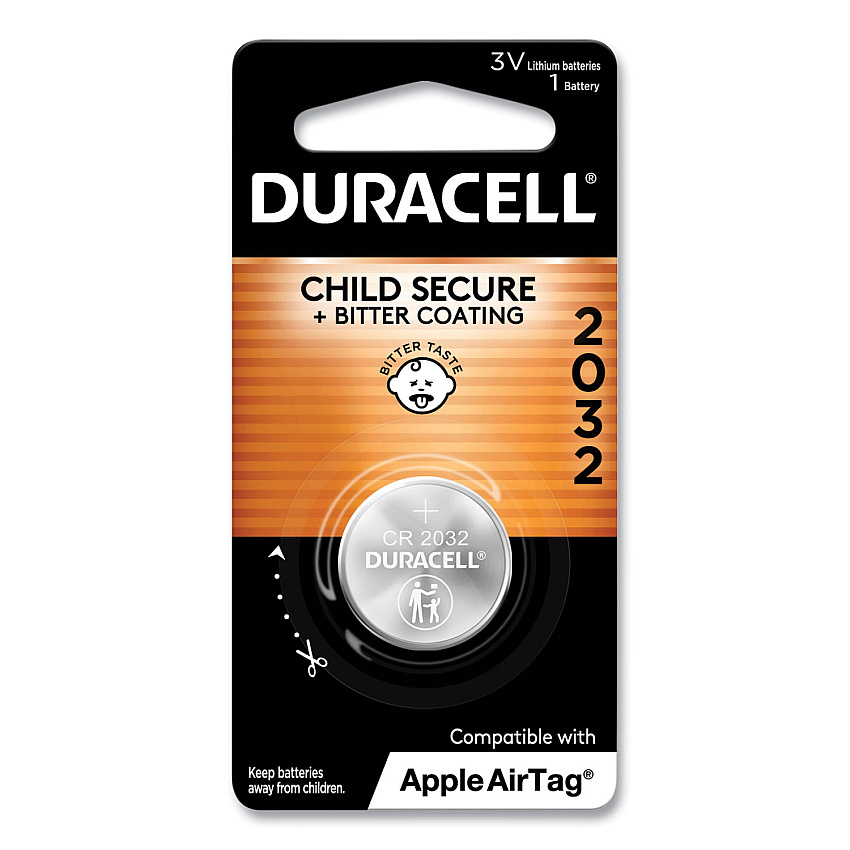 Duracell Lithium Coin Batteries With Bitterant, 2032 (DURDL2032BEA)