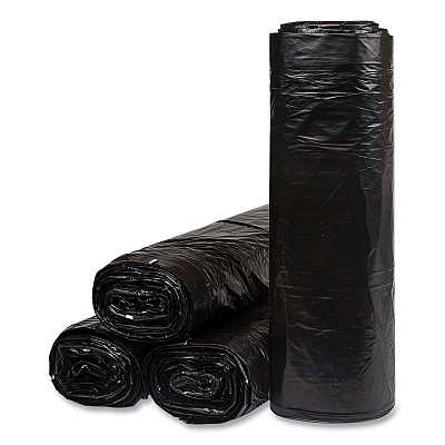 Inteplast Group Low-Density Commercial Can Liners, 60 gal, 1.2 mil, 38" x 58", Black, Interleaved Roll, 10 Bags/Roll, 10 Rolls/Carton (IBSECI385812K)