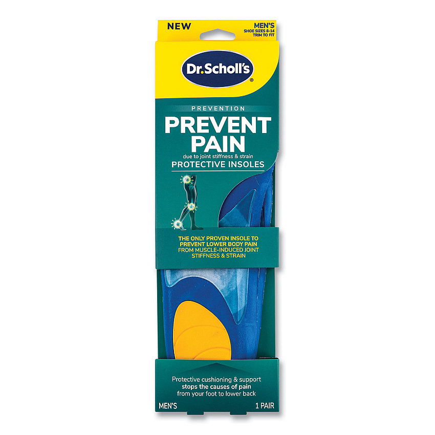 Dr. Scholl's Prevent Pain Protective Insoles for Men, Men's Size 8 to 14, Blue (DSC00328)