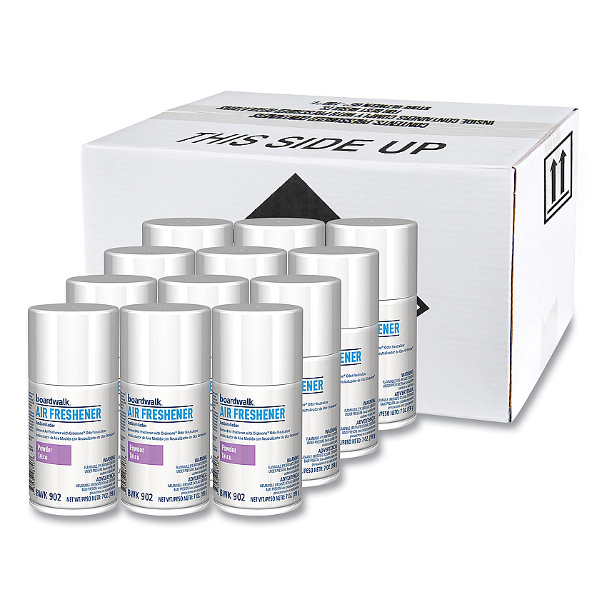 Boardwalk Metered Air Freshener Refill, Powder Mist, 7 oz Aerosol Spray, 12/Carton (BWK902)