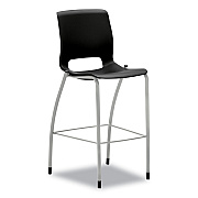 HON Motivate Four-Leg Cafe Height Stool, Supports Up to 300 lb, 30" Seat Height, Onyx Seat, Onyx Back, Platinum Base (HONMG5NEONPLAT)