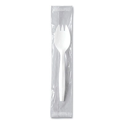 Solo Regal Mediumweight Cutlery, Individually Wrapped, Spork, White, 1,000/Carton (SCCMOW60007)