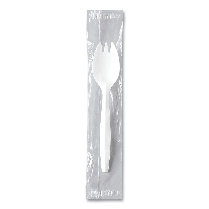 Solo Regal Mediumweight Cutlery, Individually Wrapped, Spork, White, 1,000/Carton (SCCMOW60007)