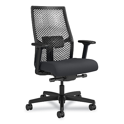 HON Ignition 2.0 ReActiv Mid-Back Task Chair, 17.25" to 21.75" Seat Height, Basalt Vinyl Seat, Charcoal Back, Black Base (HONI2MRL2BS23TK)