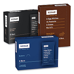 RXBAR Adult Bars, Assorted Flavors, 1.83 oz Bar, 5 Bars/Pack, 3 Packs/Carton (GRR60000771)
