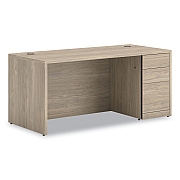 HON 10500 Series Single Pedestal Desk, Right Pedestal: Box/Box/File, 66" x 30" x 29.5", Kingswood Walnut (HON105897RLKI1)