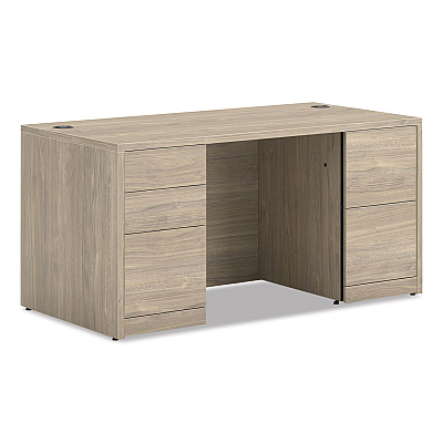 HON 10500 Series Double Pedestal Desk with Full Pedestals, 60" x 30" x 29.5", Kingswood Walnut (HON105892LKI1)