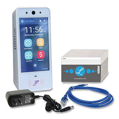 Lathem Time PCEXPRESS Contactless Touch-Free Wi-Fi Digital Time Clock System, 5 Touch Screen LCD Display, White (LTHPCEXPRESSWEB)
