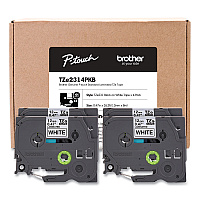 Brother TZe Series Standard Adhesive Laminated Labeling Tape, 0.5", Black on White, 4/Pack (BRTTZE2314PKB)