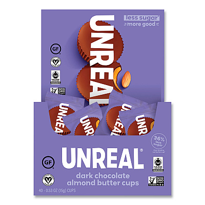 UNREAL Dark Chocolate Almond Butter Cups, 0.53 oz, Individually Wrapped, 40/Pack (GRR22002089)