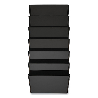 deflecto EZ Link Stackable DocuPocket, 7 Sections, Letter Size, 13" x 4" x 14" to 19", Black (DEF73704)