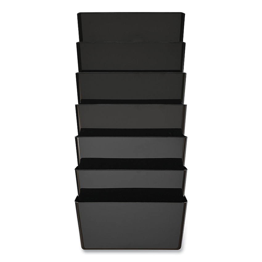 deflecto EZ Link Stackable DocuPocket, 7 Sections, Letter Size, 13" x 4" x 14" to 19", Black (DEF73704)