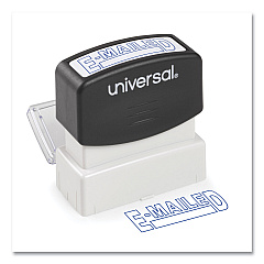 Universal Message Stamp, E-MAILED, Pre-Inked One-Color, Blue (UNV10058)