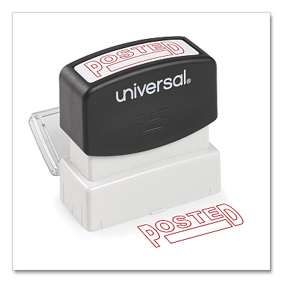Universal Message Stamp, POSTED, Pre-Inked One-Color, Red (UNV10065)