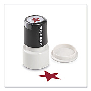 Universal Round Message Stamp, STAR, Pre-Inked/Re-Inkable, Red (UNV10081)