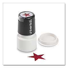 Universal Round Message Stamp, STAR, Pre-Inked/Re-Inkable, Red (UNV10081)