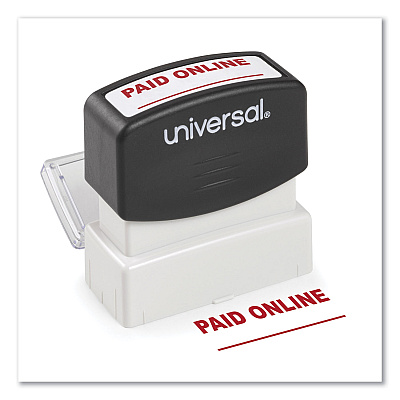 Universal Message Stamp, PAID ONLINE, Pre-Inked One-Color, Red (UNV10156)