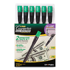 Dri-Mark Counterfeit Money Detection System, UV Light; Watermark Detector; Color Change Ink, U.S. Currency, 0.8 x 0.8 x 6, Black/Green (DRI351UV6)