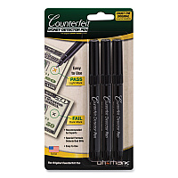 Dri-Mark Smart Money Counterfeit Bill Detector Pen, U.S. Currency, 3/Pack (DRI3513B1)