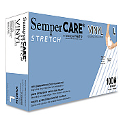 SemperCare Stretch Vinyl Examination Gloves, Cream, Large, 100/Box, 10 Boxes/Carton (SEZSCVNP104)