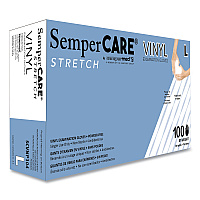 SemperCare Stretch Vinyl Examination Gloves, Cream, Large, 100/Box, 10 Boxes/Carton (SEZSCVNP104)