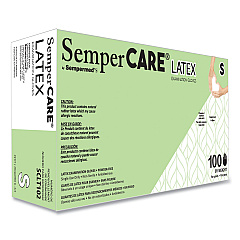 SemperCare Latex Examination Gloves, Cream, Small, 100/Box (SEZSCLT102BX)