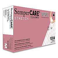 SemperCare Stretch Vinyl Examination Gloves, Cream, Medium, 100/Box, 10 Boxes/Carton (SEZSCVNP103)
