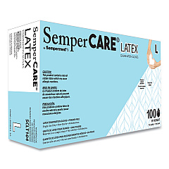 SemperCare Latex Examination Gloves, Cream, Large, 100/Box (SEZSCLT104BX)