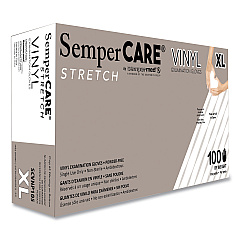 SemperCare Stretch Vinyl Examination Gloves, Cream, X-Large, 100/Box (SEZSCVNP105BX)