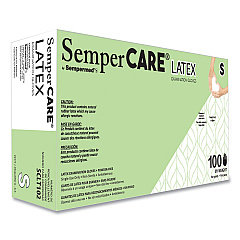 SemperCare Latex Examination Gloves, Cream, Small, 100/Box, 10 Boxes/Carton (SEZSCLT102)
