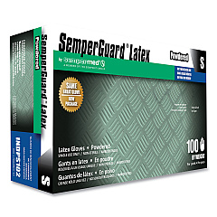 SemperGuard Latex Gloves, Cream, Small, 100/Box, 10 Boxes/Carton (SEZINDPS102)