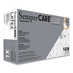 SemperCare Latex Gloves, Cream, X-Large, 100/Box, 10 Boxes/Carton (SEZSCLT105)