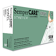 SemperCare Stretch Vinyl Examination Gloves, Cream, Small, 100/Box (SEZSCVNP102BX)