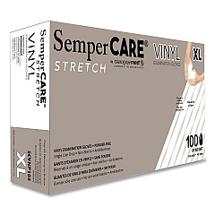 SemperCare Stretch Vinyl Examination Gloves, Cream, X-Large, 100/Box, 10 Boxes/Carton (SEZSCVNP105)