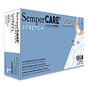 SemperCare Stretch Vinyl Examination Gloves, Cream, Large, 100/Box (SEZSCVNP104BX)