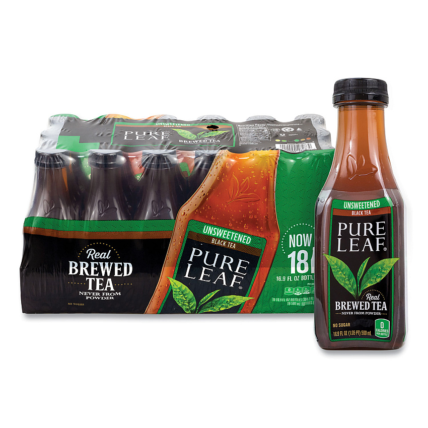 Lipton Pure Leaf Unsweetened Iced Black Tea, 16.9 oz Bottle, 18/Carton (GRR22002027)