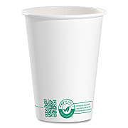 Solo Compostable Paper Hot Cups, ProPlanet Seal, 12 oz, White/Green, 1,000/Carton (SCC412PLAPLANET)