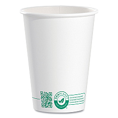 Solo Compostable Paper Hot Cups, ProPlanet Seal, 12 oz, White/Green, 1,000/Carton (SCC412PLAPLANET)