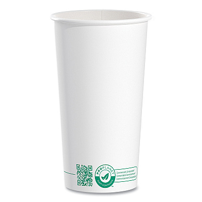 Solo Compostable Paper Hot Cups, ProPlanet Seal, 20 oz, White/Green, 600/Carton (SCC420PLAPLANET)