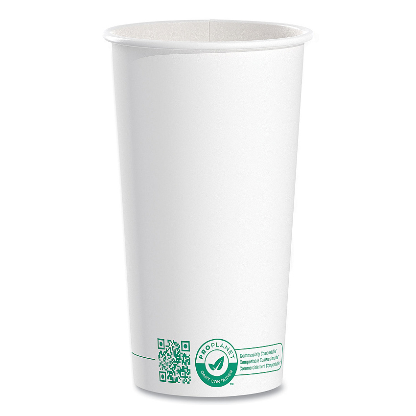 Solo Compostable Paper Hot Cups, ProPlanet Seal, 20 oz, White/Green, 600/Carton (SCC420PLAPLANET)