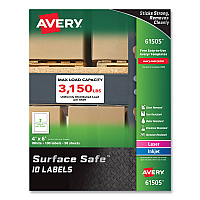 Avery Surface Safe ID Labels, 4 x 6, White, 2/Sheet, 50 Sheets/Box (AVE61505)